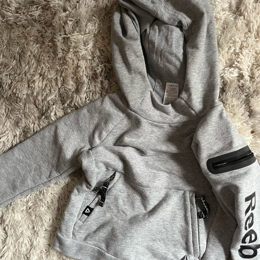 Reebok Gray Pullover Hoodie with Black Accents